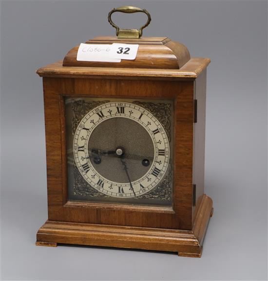 A Smiths walnut mantel clock,
